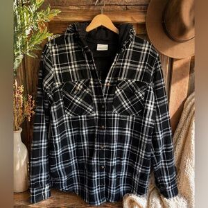 Columbia Charcoal Plaid Jacket w/Hood
